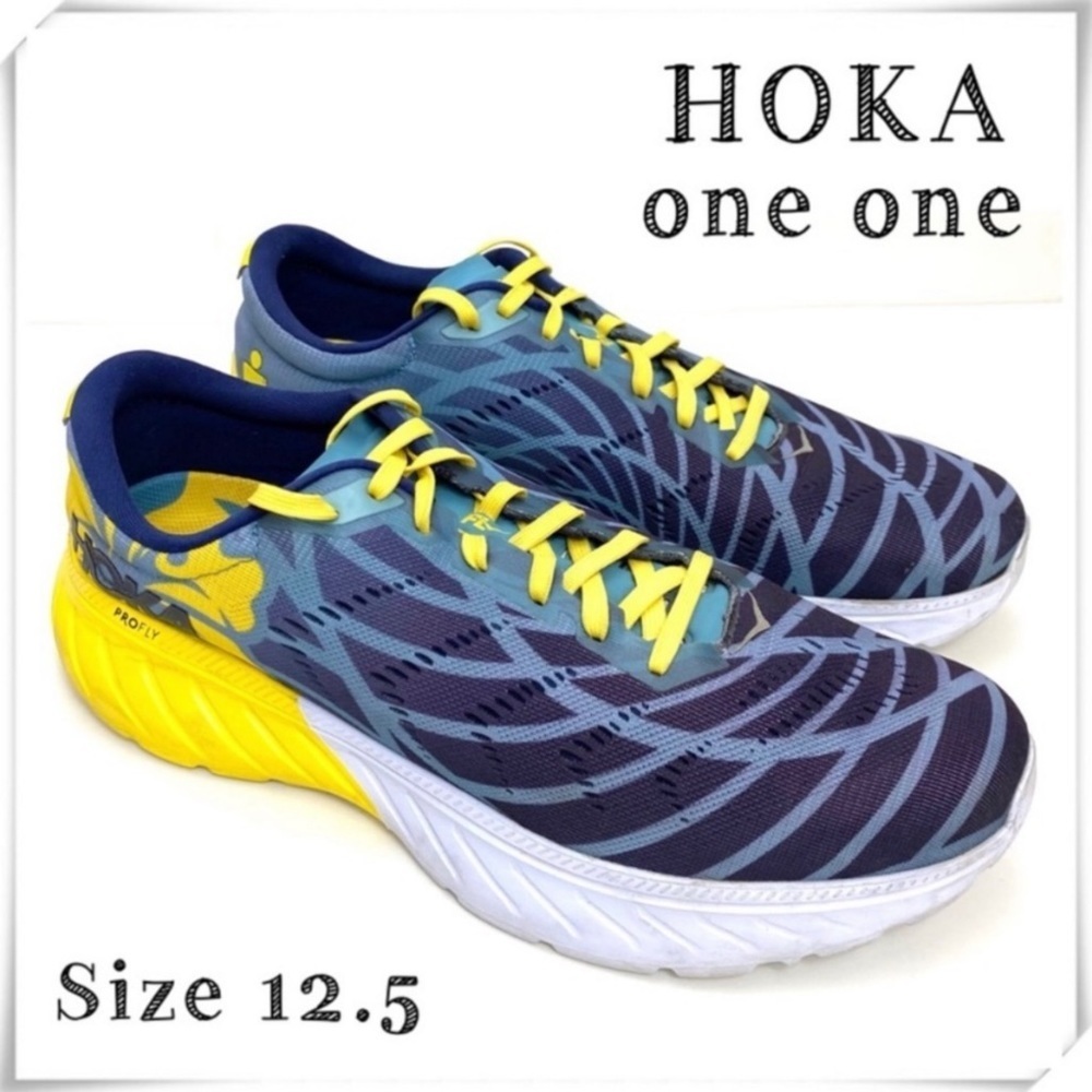 Hoka One One Ironman Kona Mach 2 Running Shoes Blue/Yellow Size 12.5 #F27219Q